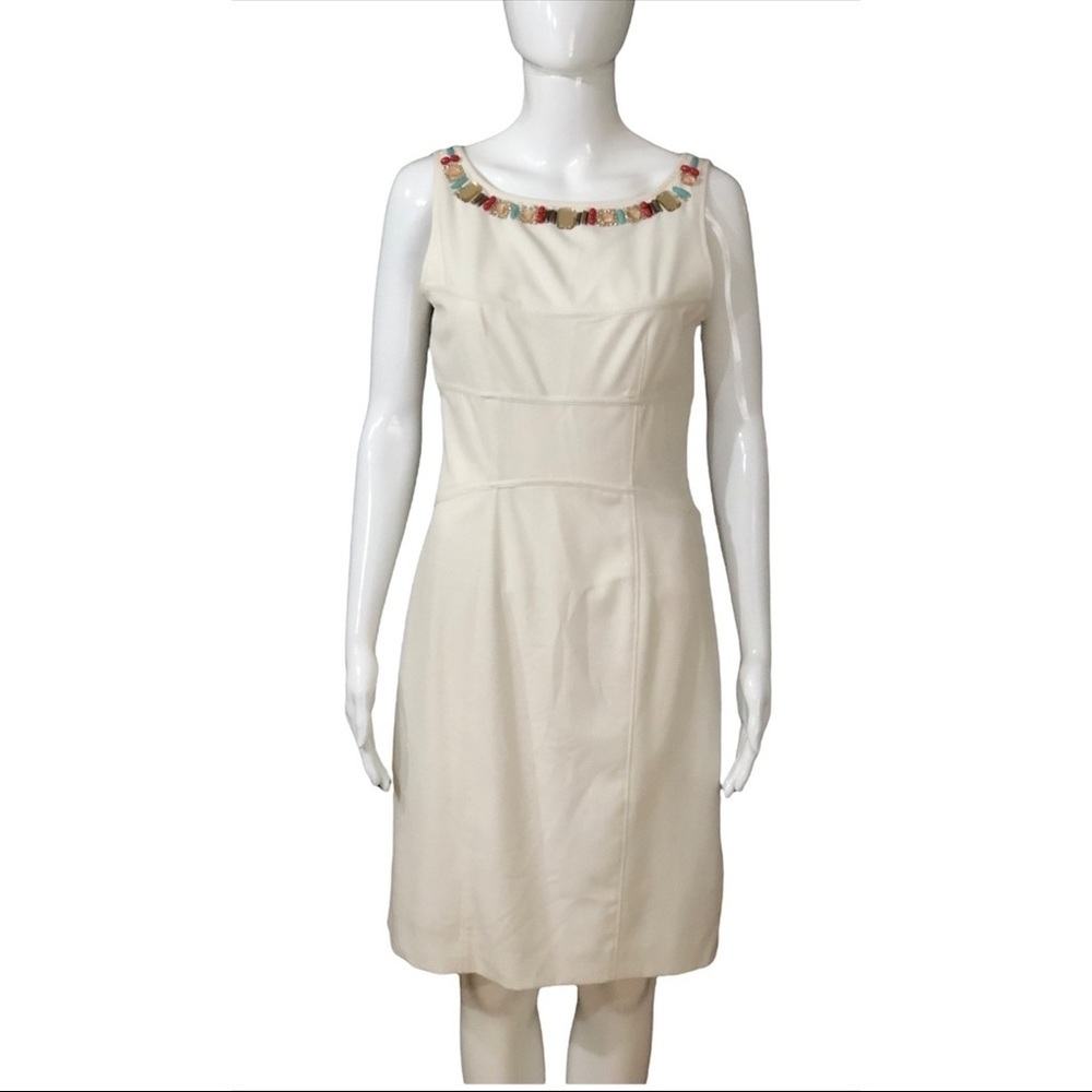Marc New York Andrew Marc Womens Size 4 Dress Sheath Sleeveless White Ivory